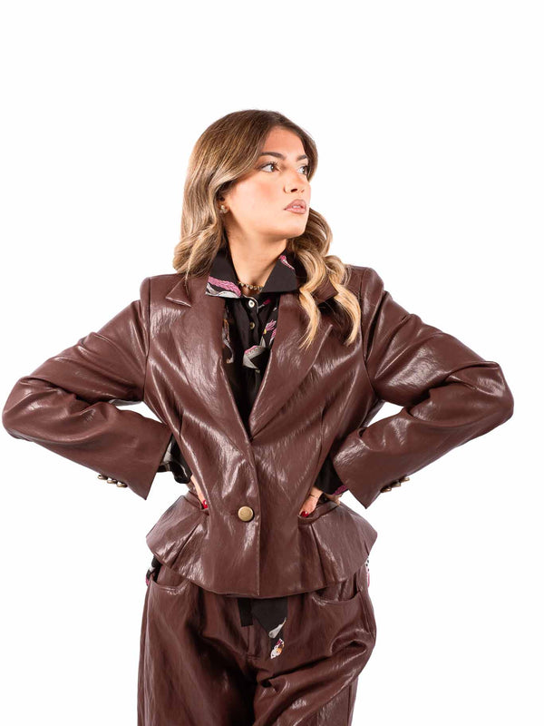 Blazer in Ecopelle Bordeaux da donna Tensione in