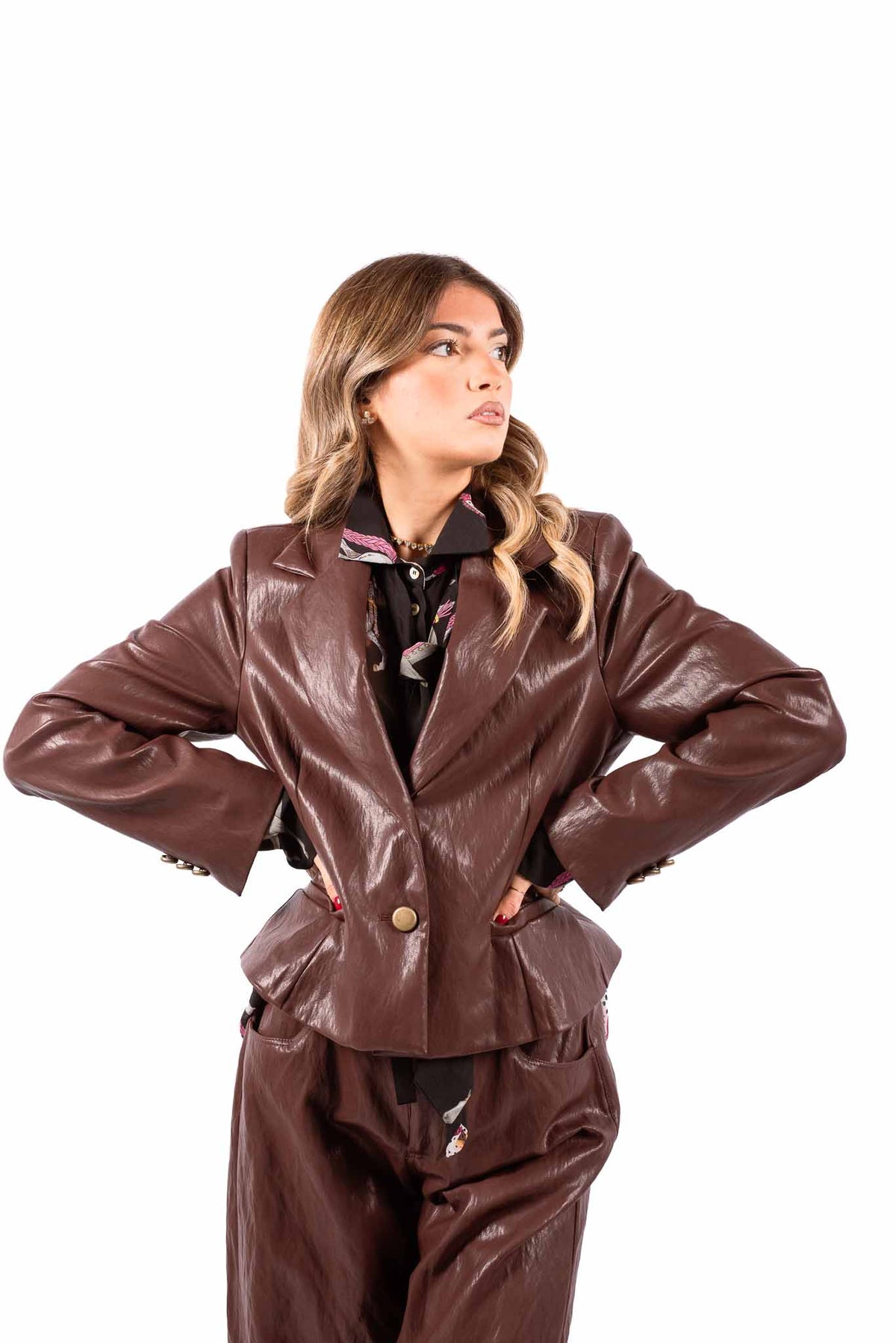 Blazer in Ecopelle Bordeaux donna Tensione in - 1