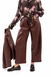 Pantaloni Barrel Fit in Ecopelle Bordeaux con Cintura donna Tensione in - 1