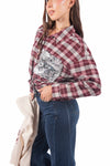 Camicia a Quadri con Tasca in Paillettes donna Miss love - 4