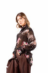 Camicia Chiffon Nero con Stampa e Cravatta Coordinata donna Tensione in - 2