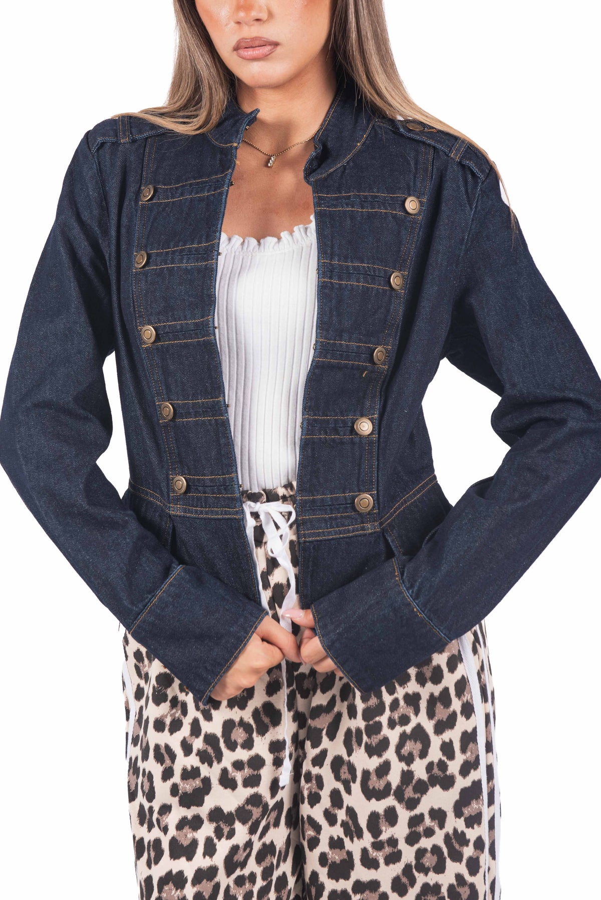 Giacca Military Style Denim Blu Scuro donna Miss love - 1