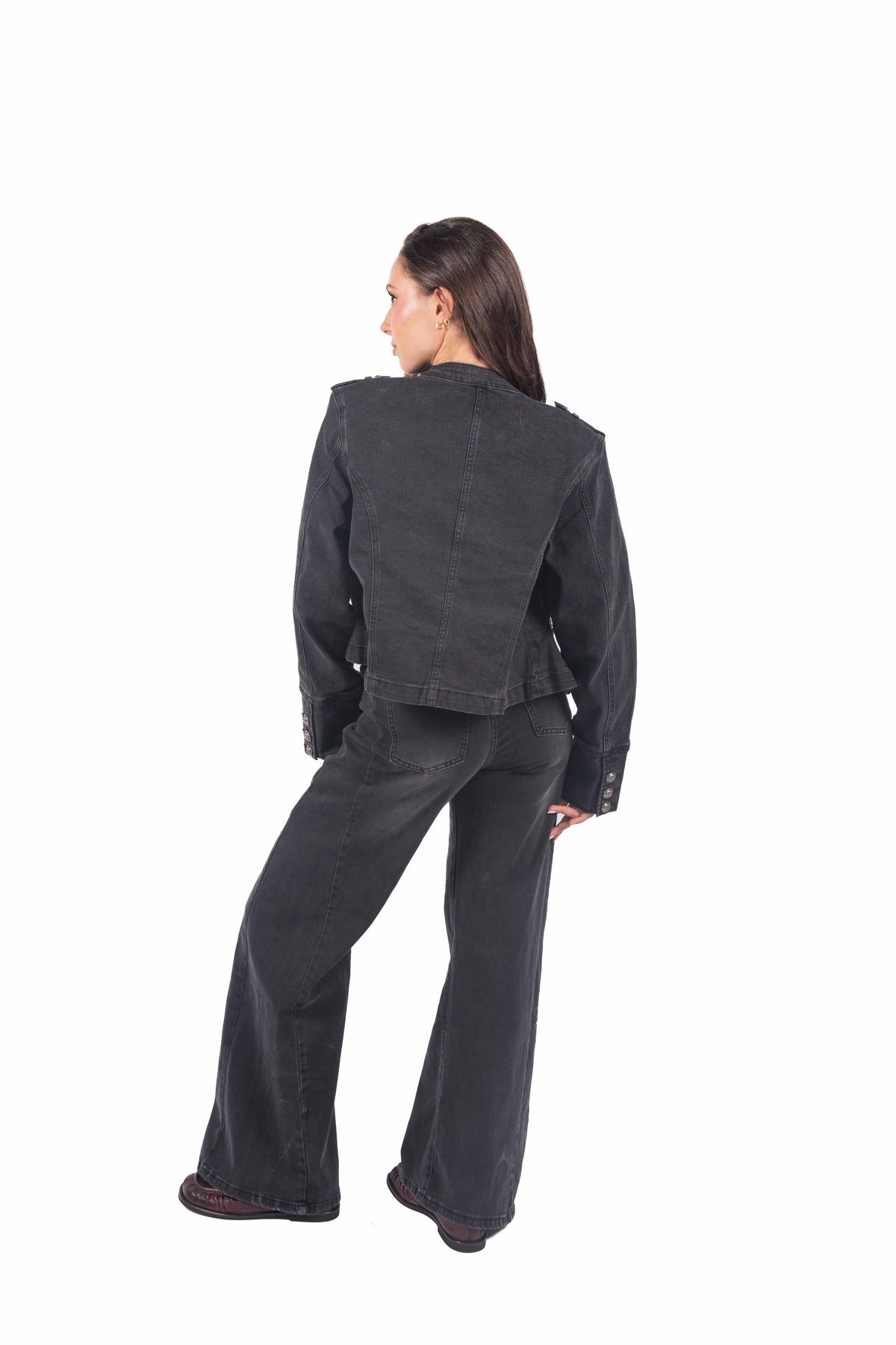 Giacca Military Style Denim Nero donna Miss love - 2