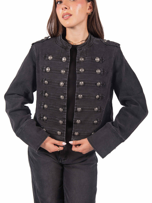 Giacca Military Style Denim Nero da donna Miss love