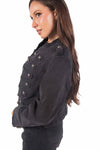 Giacca Military Style Denim Nero donna Miss love - 3
