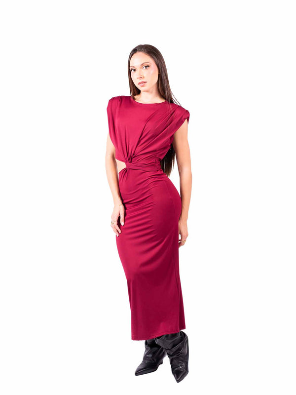 Abito Bordeaux Smanicato con Cut-Out da donna Miss love