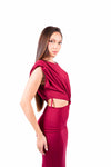 Abito Bordeaux Smanicato con Cut-Out donna Miss love - 4