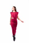 Abito Bordeaux Smanicato con Cut-Out donna Miss love - 5