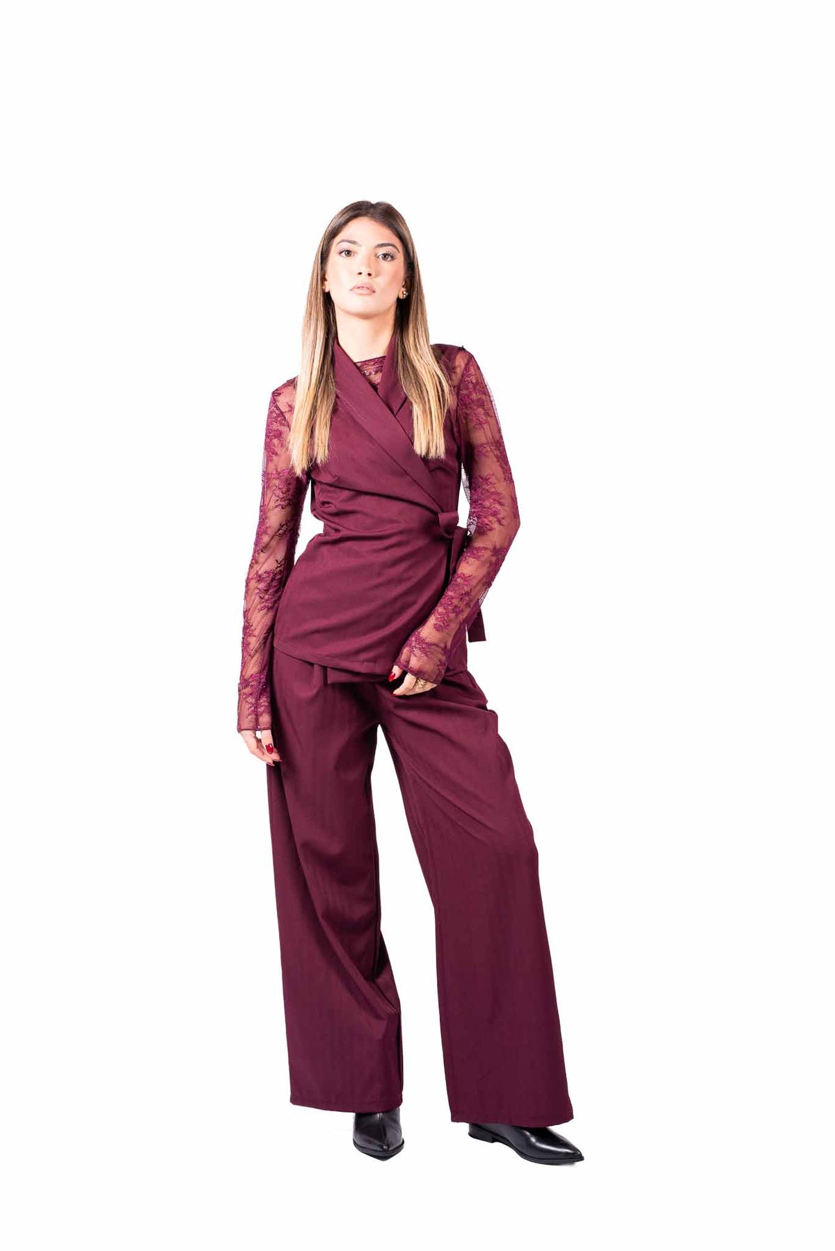Completo Gilet e Pantalone Bordeaux donna Miss love - 5
