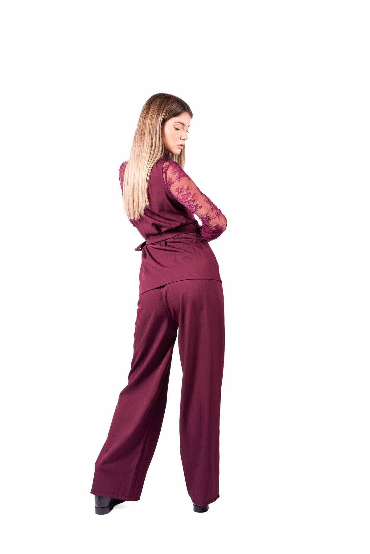 Completo Gilet e Pantalone Bordeaux donna Miss love - 2