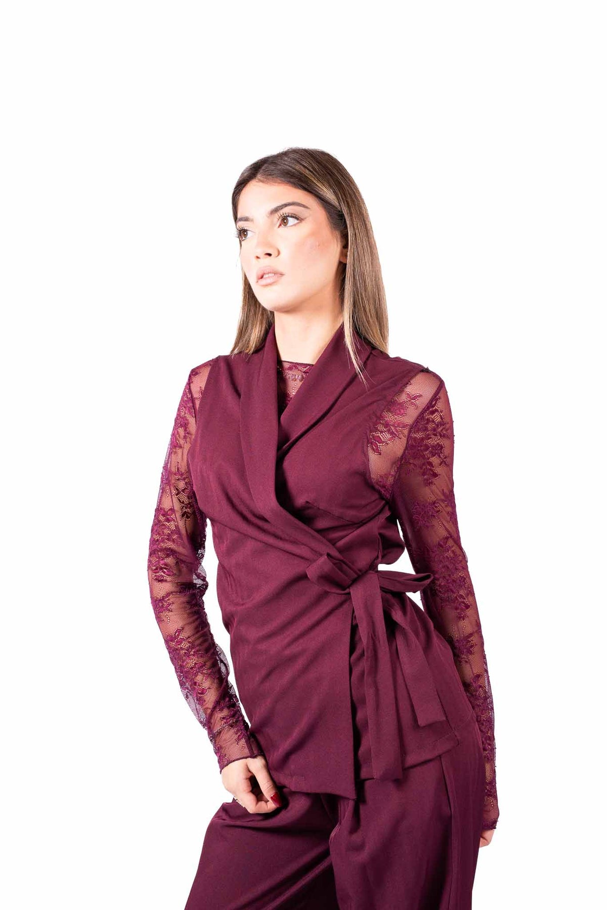 Completo Gilet e Pantalone Bordeaux donna Miss love - 4