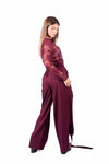 Maglia in Pizzo Bordeaux a Maniche Lunghe donna Miss love - 3