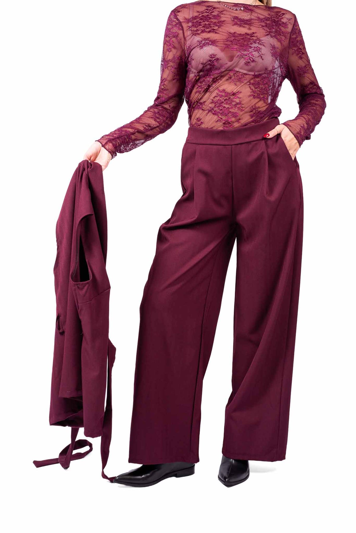 Completo Gilet e Pantalone Bordeaux donna Miss love - 7