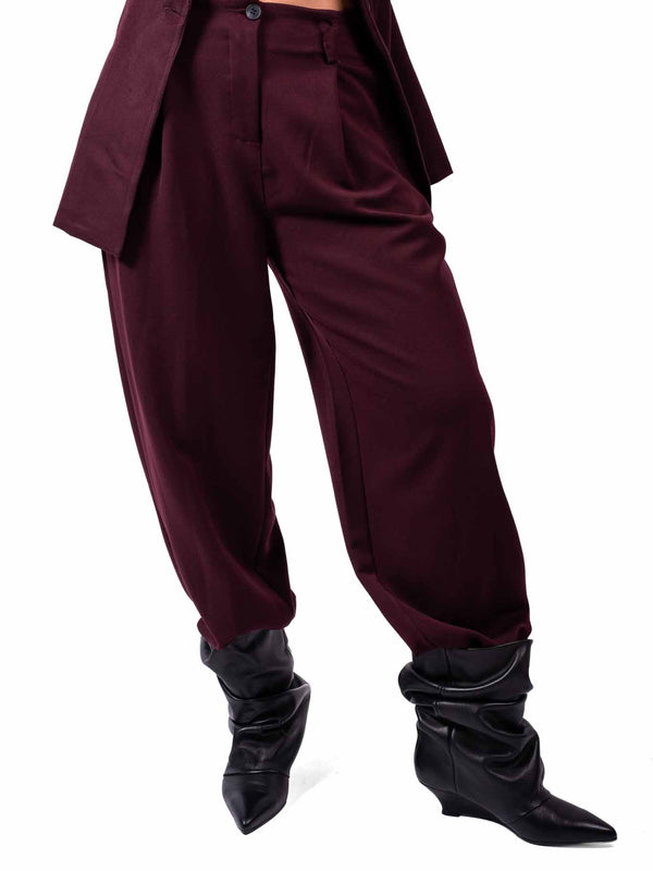 Pantaloni Sartoriali Bordeaux con Fondo Elasticizzato da donna Miss love