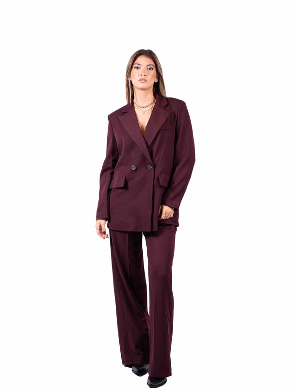 Blazer Doppiopetto Bordeaux da donna Miss love