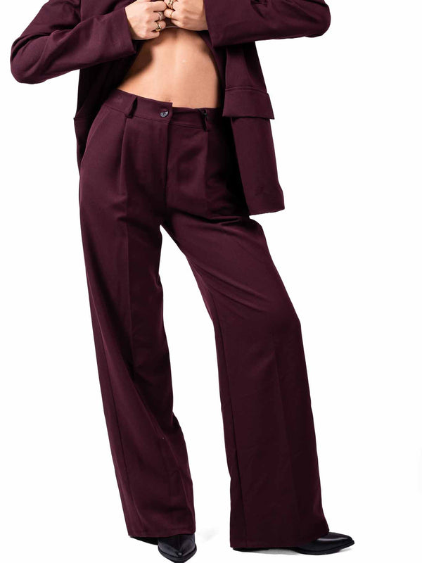 Pantaloni Sartoriali Straight Fit Bordeaux da donna Miss love