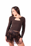 Maglia a Costine Cioccolato con Cut-Out e Fibbia donna Miss love - 1
