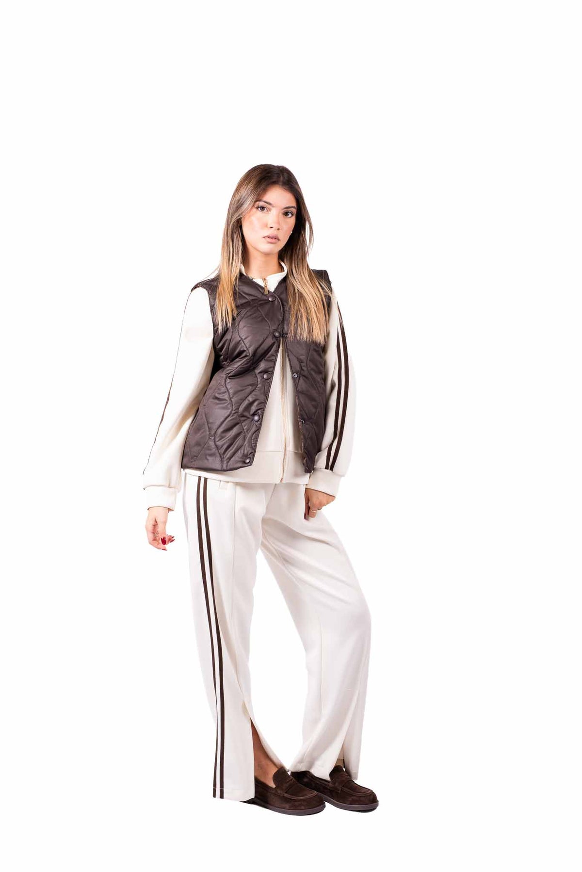 Gilet Trapuntato a Cipolla Fango donna Miss love - 5