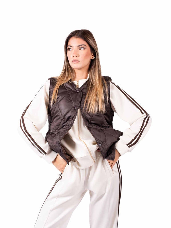 Gilet Trapuntato a Cipolla Fango da donna Miss love