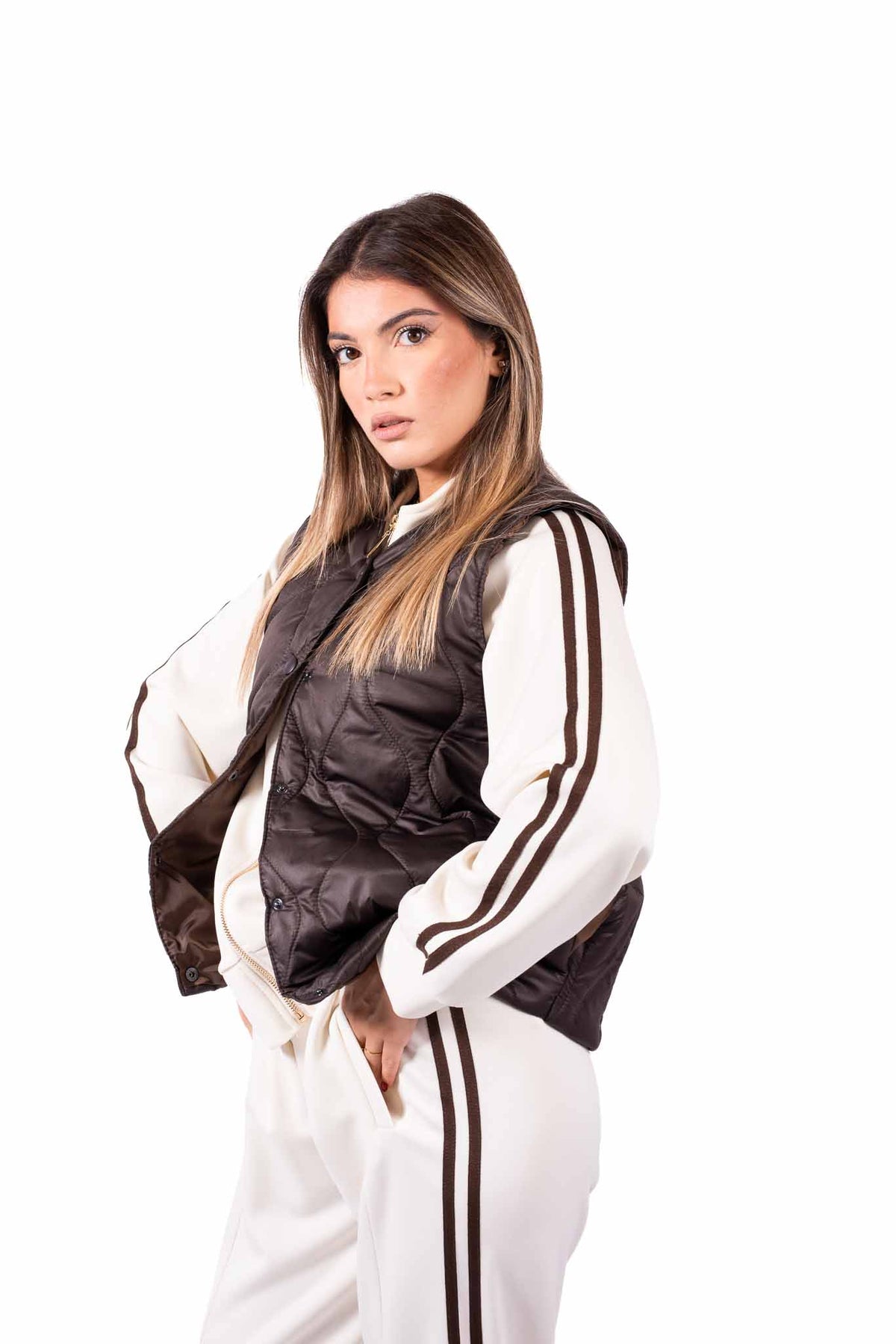 Gilet Trapuntato a Cipolla Fango donna Miss love - 3