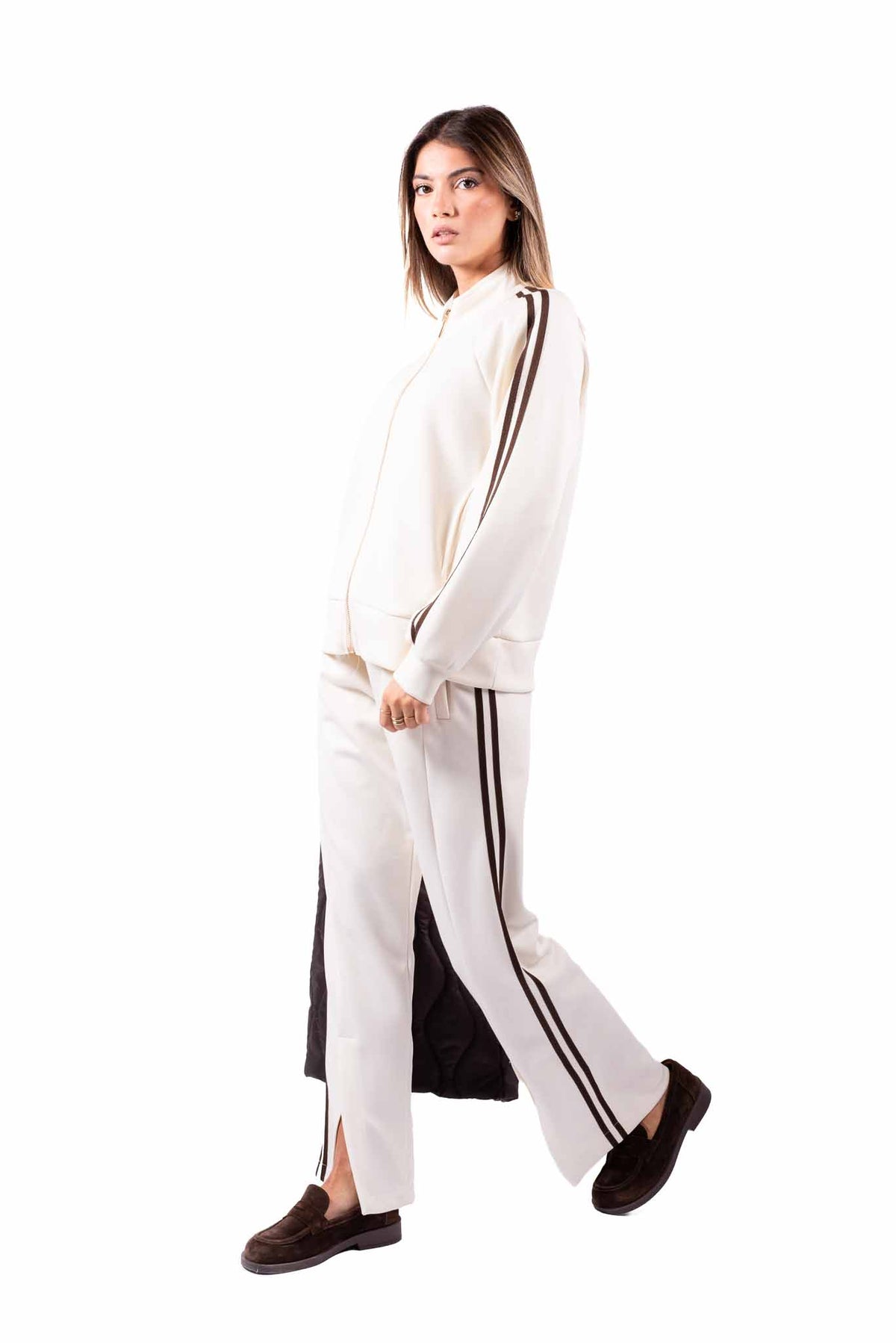 Giacca Felpa Panna con Bande donna Miss love - 5