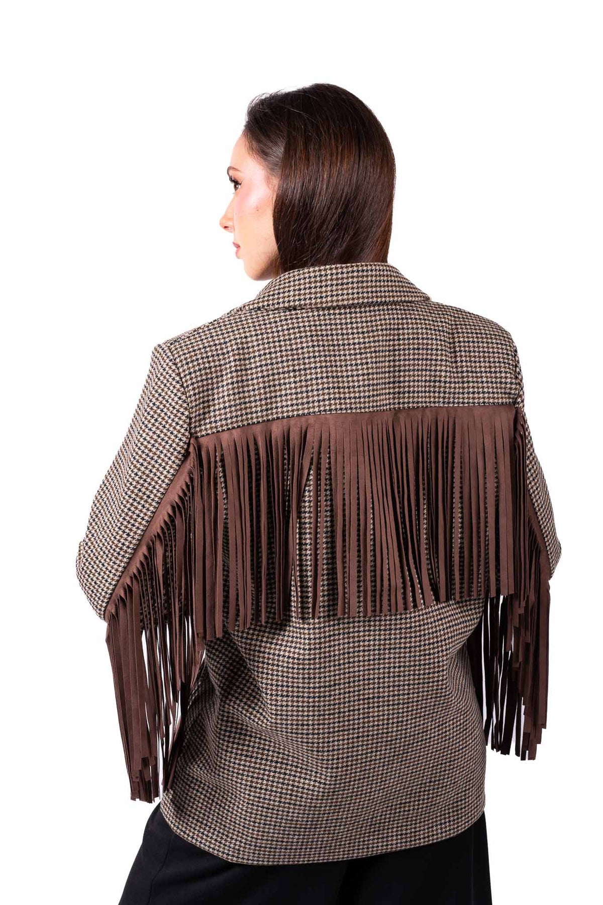Blazer Pied-de-Poule con Frange donna Miss love - 3