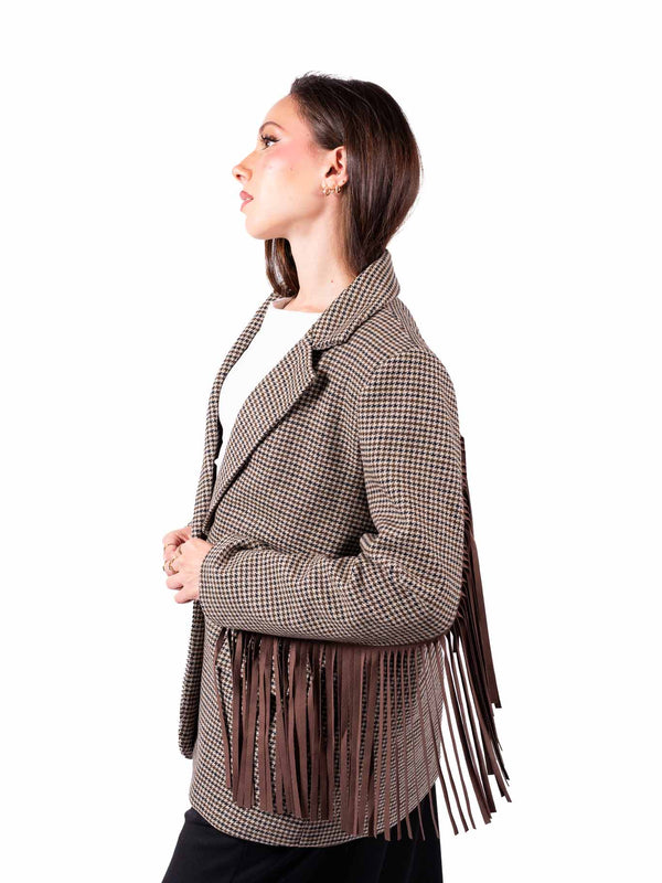 Blazer Pied-de-Poule con Frange da donna Miss love