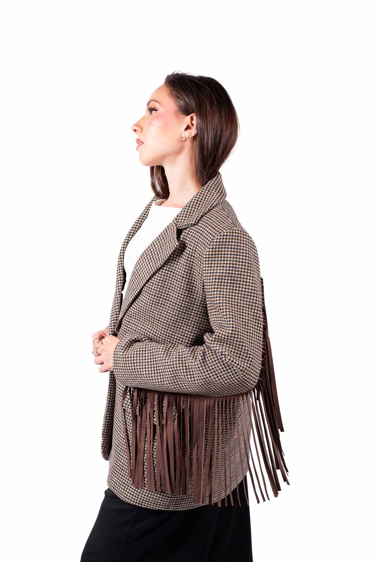 Blazer Pied-de-Poule con Frange donna Miss love - 1
