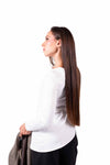 Maglia Bianca in Jersey con Drapeggio e Dettaglio Metallico donna Miss love - 5