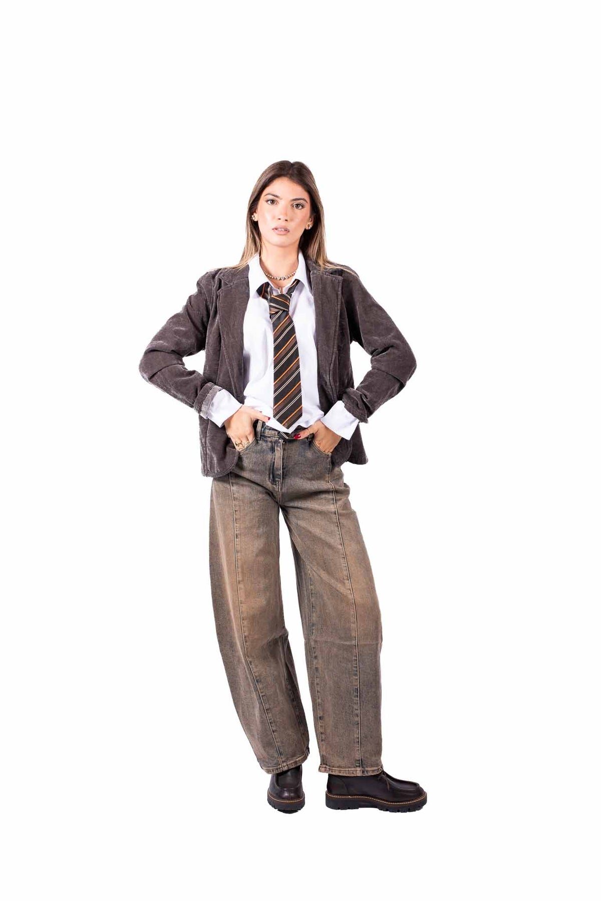 Blazer in Velluto Grigio donna Miss love - 3