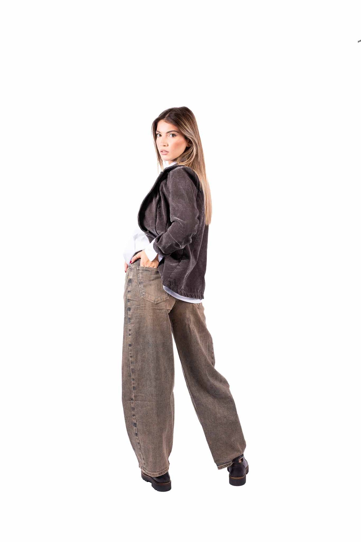 Blazer in Velluto Grigio donna Miss love - 6