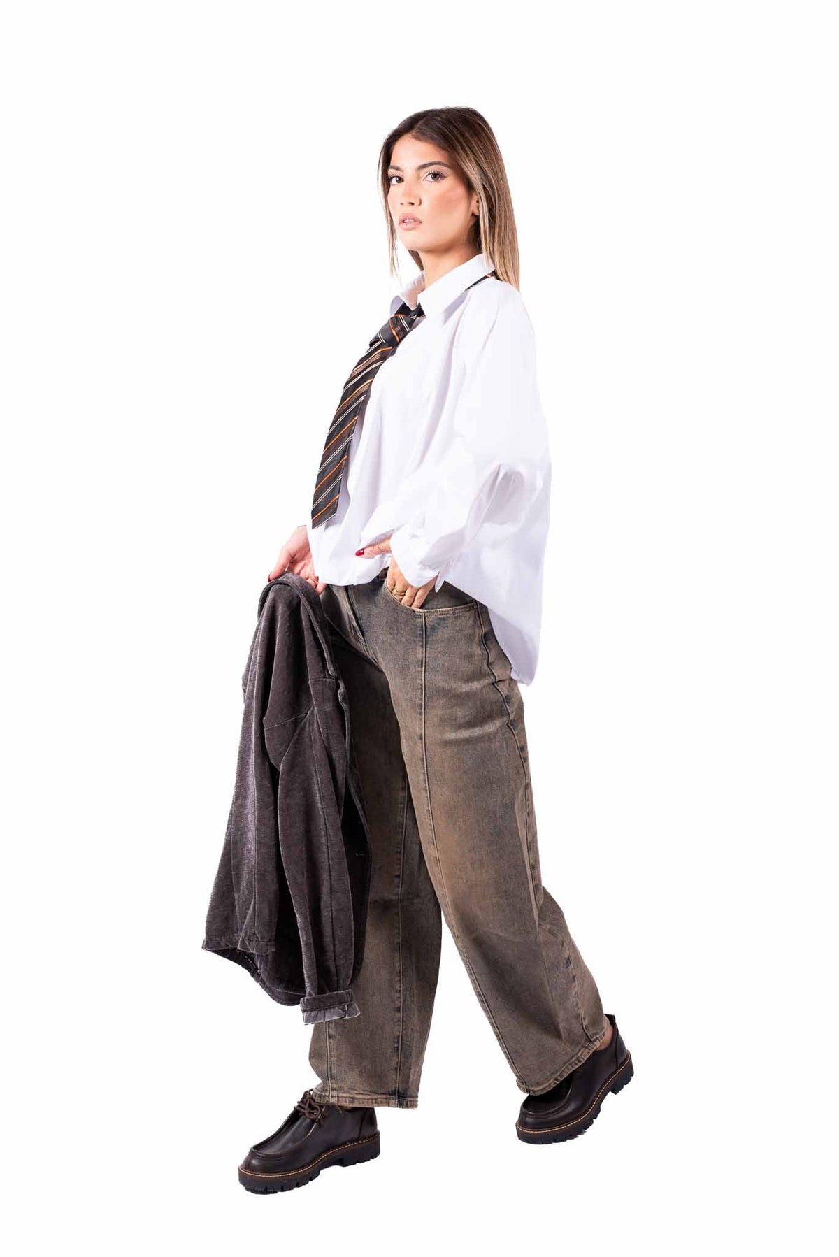Camicia Chiusa Bianca con Cravatta donna Miss love - 5