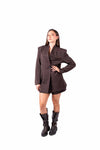 Giacca Cioccolato con Collo Coreano e Chiusura Asimmetrica donna Miss love - 4