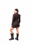 Giacca Cioccolato con Collo Coreano e Chiusura Asimmetrica donna Miss love - 5