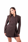 Giacca Cioccolato con Collo Coreano e Chiusura Asimmetrica donna Miss love - 3