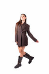 Giacca Cioccolato con Collo Coreano e Chiusura Asimmetrica donna Miss love - 6