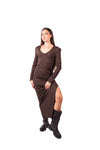 Abito Lungo Cioccolato con Scollo a U donna Miss love - 4