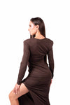 Abito Lungo Cioccolato con Scollo a U donna Miss love - 6