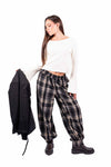 Pantaloni Barrel Fit a Quadri Tartan donna Miss love - 5