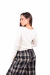 Maglia Panna a Costine con Maniche a Campana donna Miss love - 3
