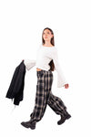 Pantaloni Barrel Fit a Quadri Tartan donna Miss love - 4