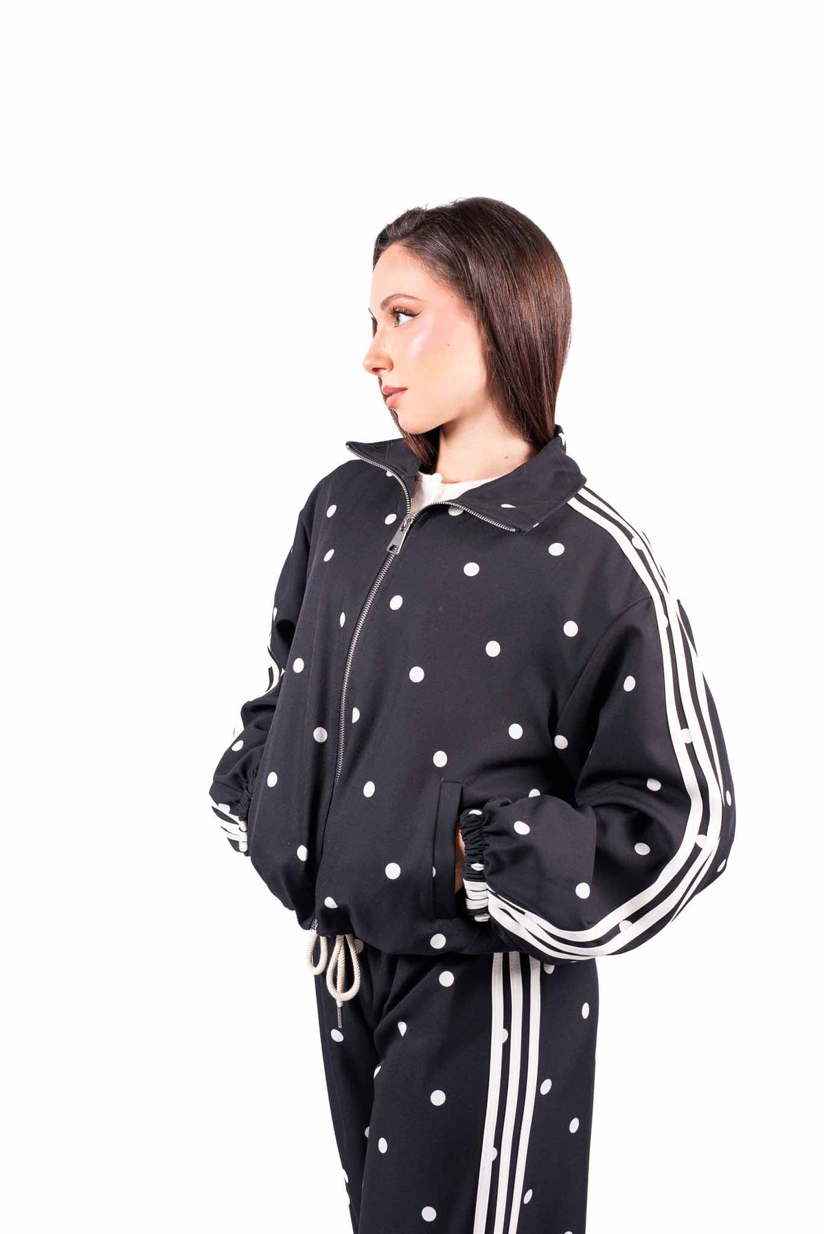 Bomber Nero a Pois con Bande donna Miss love - 3
