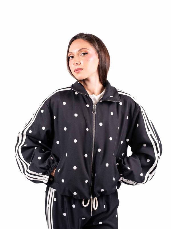 Bomber Nero a Pois con Bande da donna Miss love