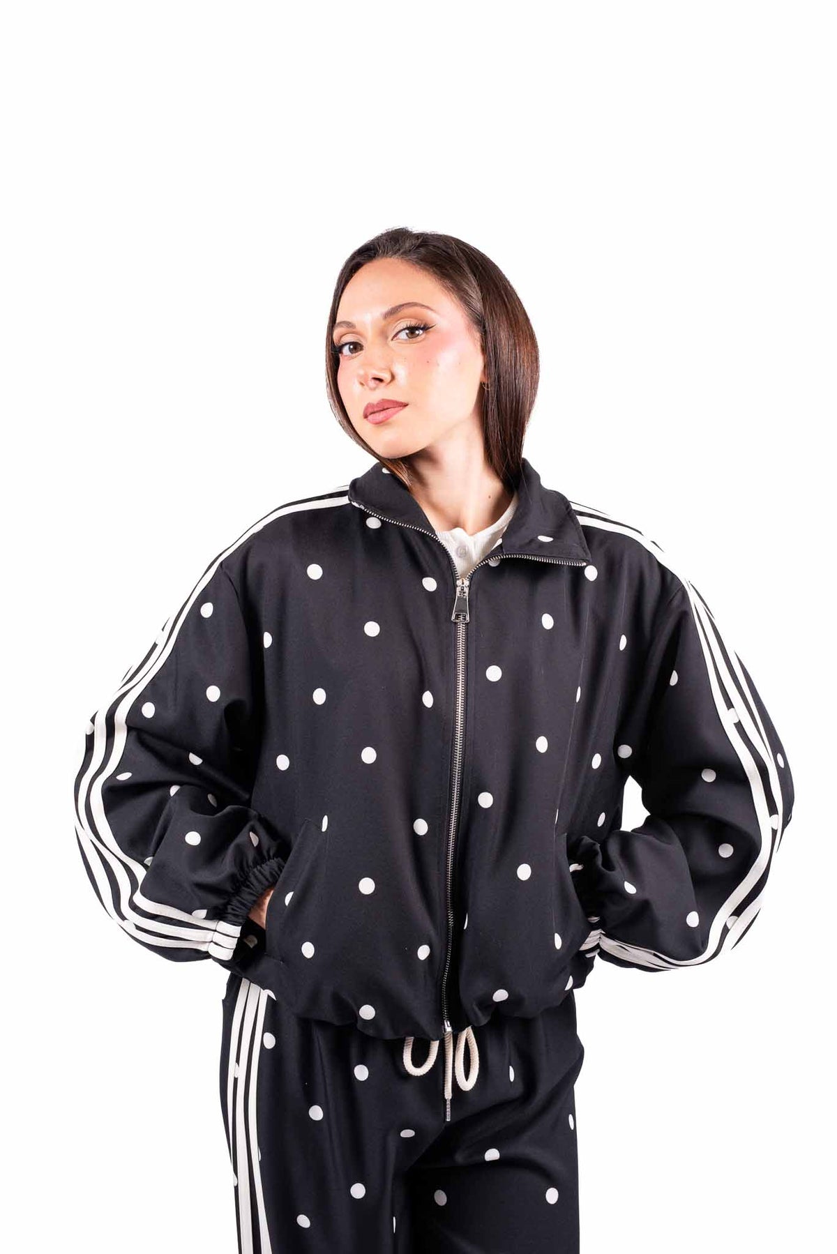 Bomber Nero a Pois con Bande donna Miss love - 1