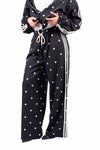 Pantaloni Jogger Neri a Pois con Bande donna Miss love - 1