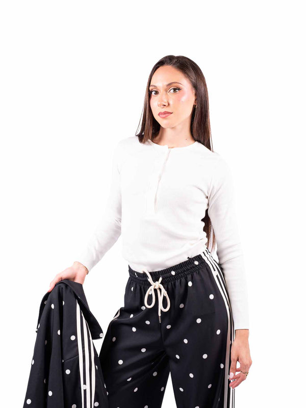 Maglia Serafino a Costine Panna da donna Miss love