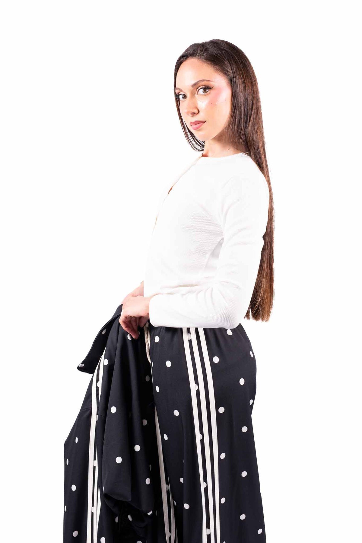 Maglia Serafino a Costine Panna donna Miss love - 2