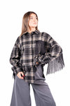 Camicia Oversize a Quadri Tartan con Frange donna Miss love - 1