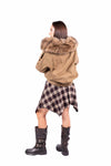 Giubbino Crop Sabbia con Ecopelliccia e Cintura donna Miss love - 4