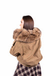 Giubbino Crop Sabbia con Ecopelliccia e Cintura donna Miss love - 2
